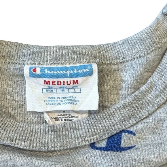 Champion Heritage All-Over Logo Short Sleeve Tee in Gray/Blue Men’s Medium - Picture 5 of 5